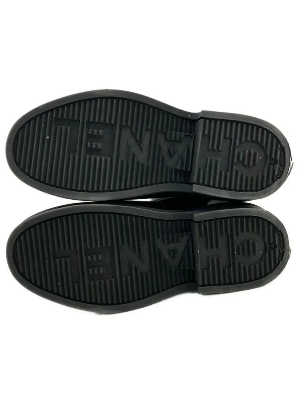 Chanel Rain Boots 36 Black White CC Logo